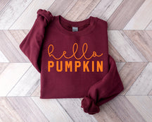 Hello Pumpkin Thanksgiving Gift Crew Neck Sweatshirt
