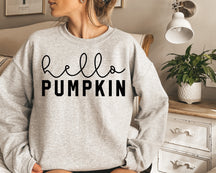 Hello Pumpkin Thanksgiving Gift Crew Neck Sweatshirt