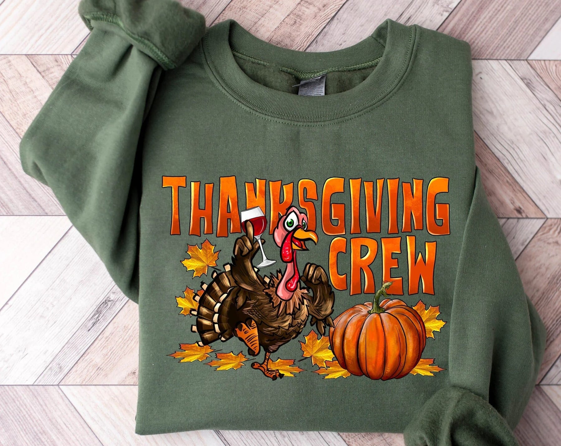 Thanksgiving Turkey and Pumpkin Crew Neck Comfortable Sweatshirt