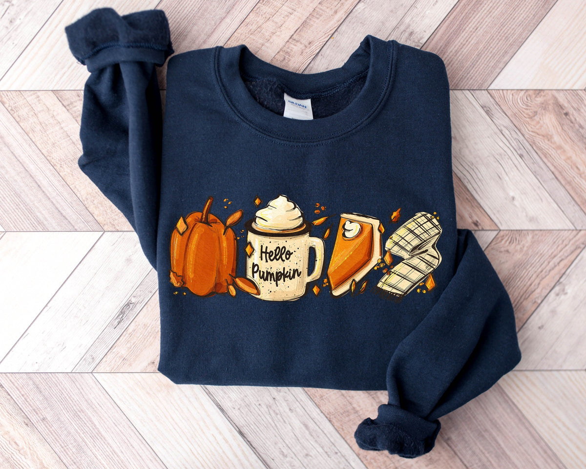 „Hallo Kürbis“, Thanksgiving-Geschenk, kreatives, bequemes Sweatshirt mit Rundhalsausschnitt