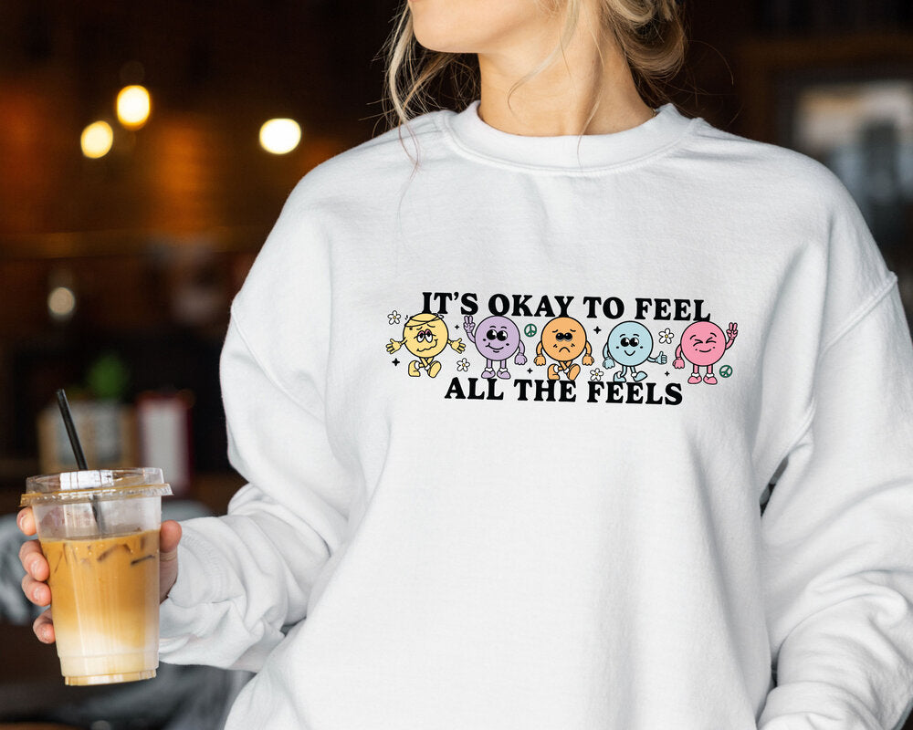 „Your Feelings Matter“-Sweatshirt mit Rundhalsausschnitt