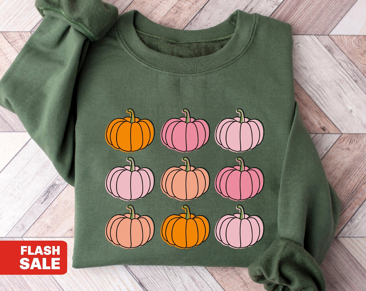 Bequemes Herbst-Kürbis-Vintage-Thanksgiving-Sweatshirt mit Rundhalsausschnitt für Damen