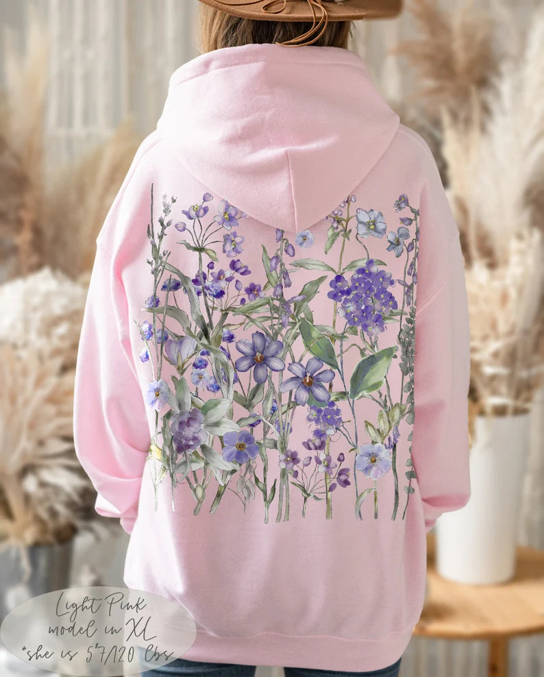 Vintage Pressed Flowers Hooded Sweatshirt