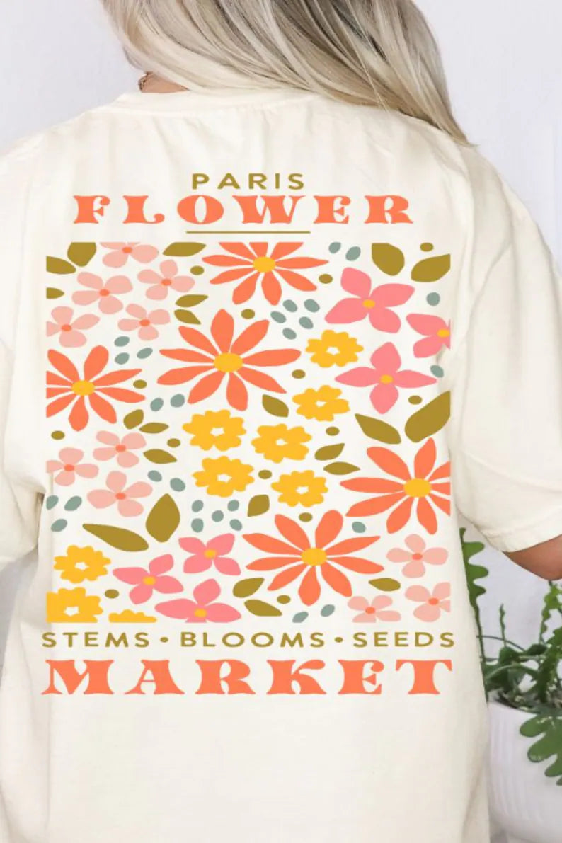 Vintage gepresste Blumen Boho Wildblumen T-Shirt